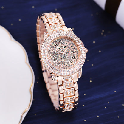 Fashionable Diamond-Encrusted Sports Watch For Women