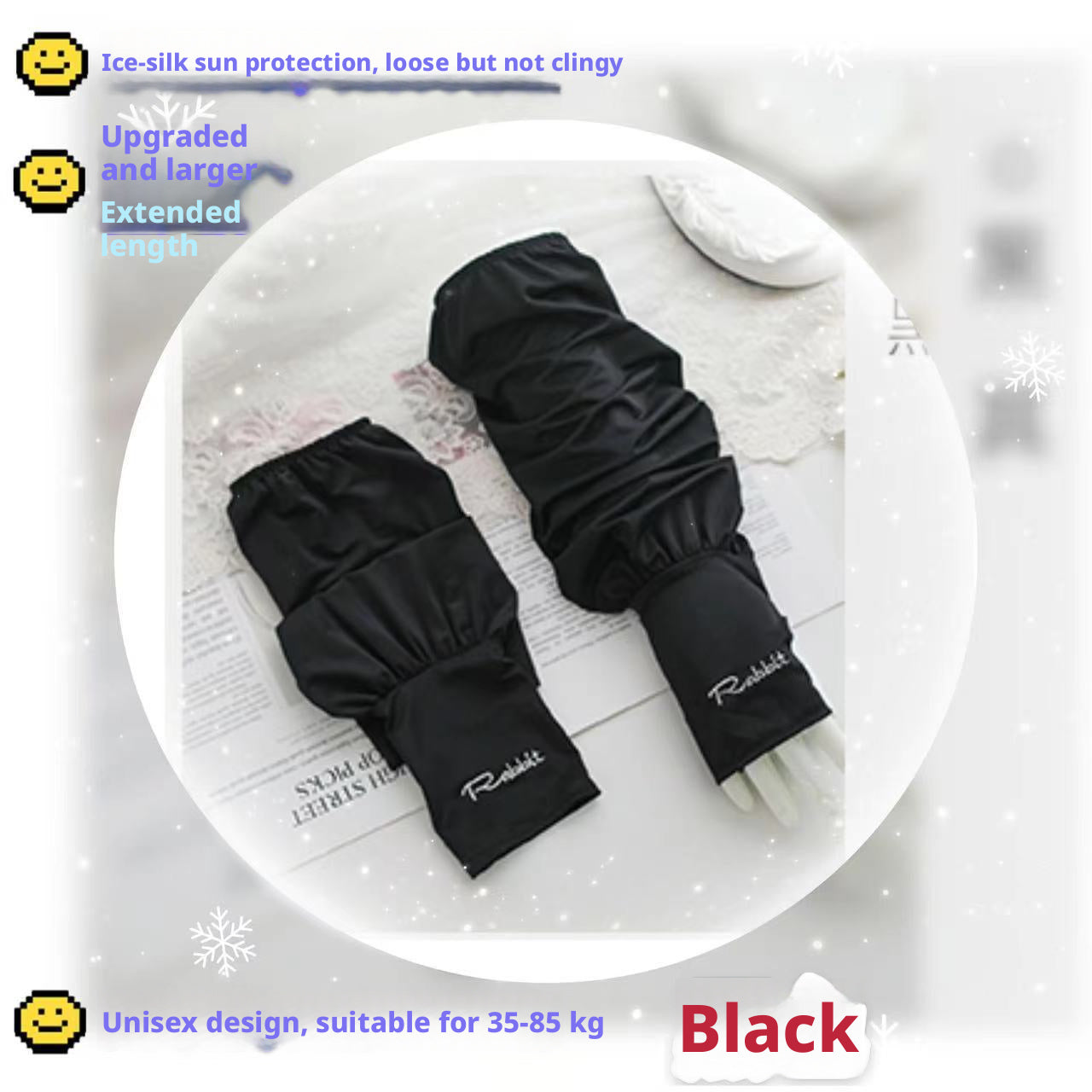 Sunscreen Ice Silk Sleeves-White-1 Pair-Bag