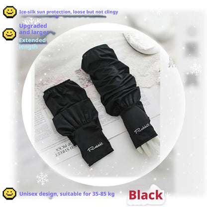 Sunscreen Ice Silk Sleeves-White-1 Pair-Bag