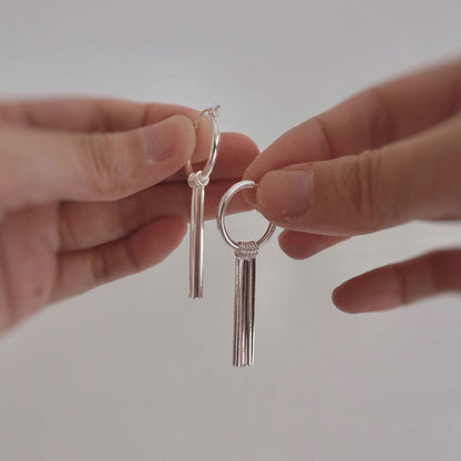 Sterling Silver Tassel Ear Clip Earrings Minimalist High Sense