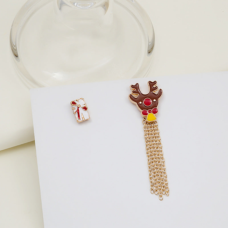 Christmas Brooch Alloy Drip Oil Snowflake Tassel