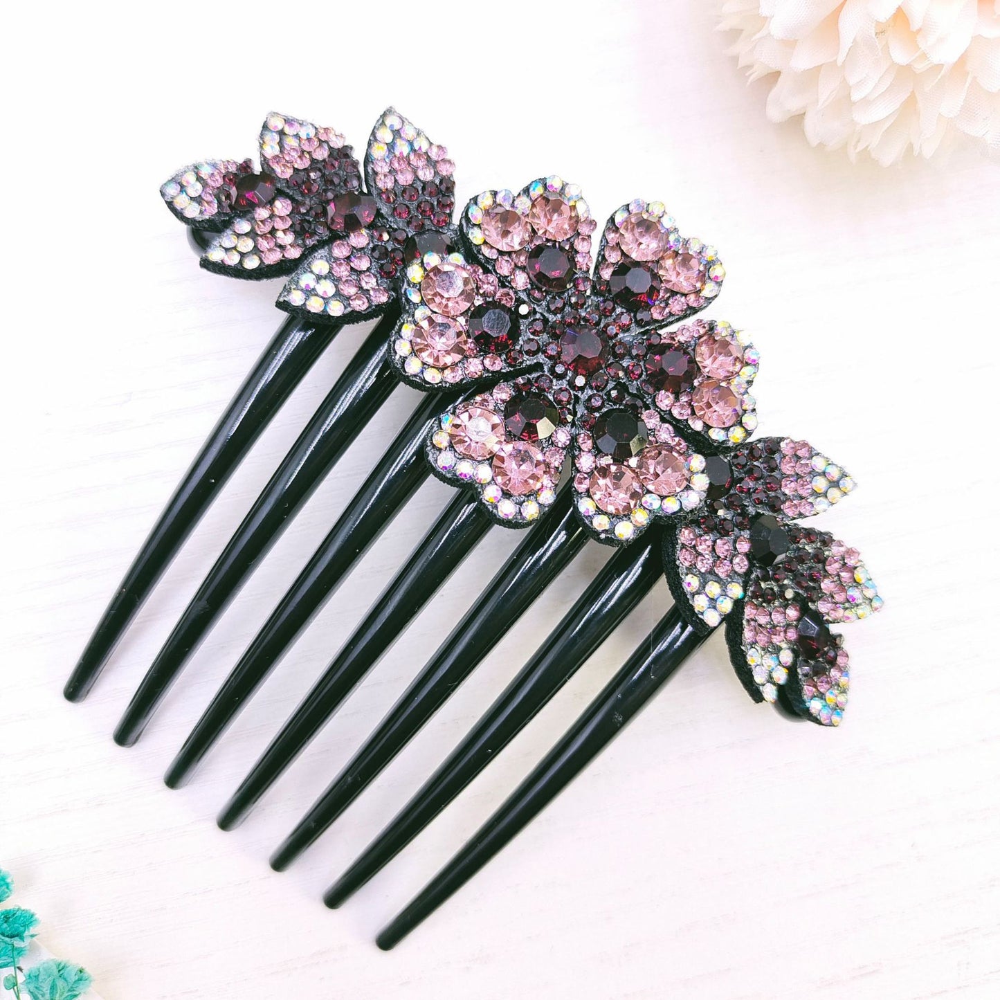 Simple All Match Luxury Full Diamond Updo Non-slip Hairclip Comb