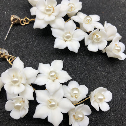 Women's Fashion Ceramic Flower Ear Clip Earrings