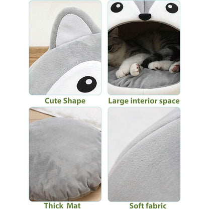 Indoor Fox-shaped Cat Bed Hole Removable Cushion