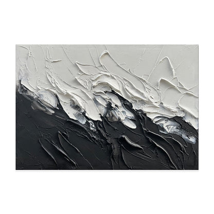 Simple Design Handmade Black And White Knife Thick Oil Painting On Canvas Abstract Wall Art Decor For Living Room Decor As Gifts