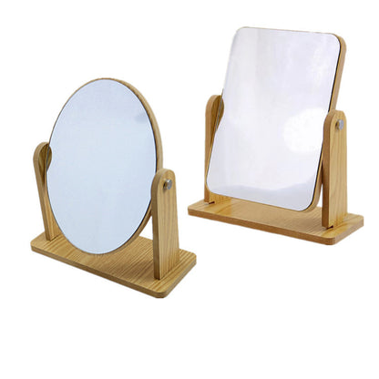Wooden Makeup Mirror Desktop Desktop Rotating Beauty Mirror