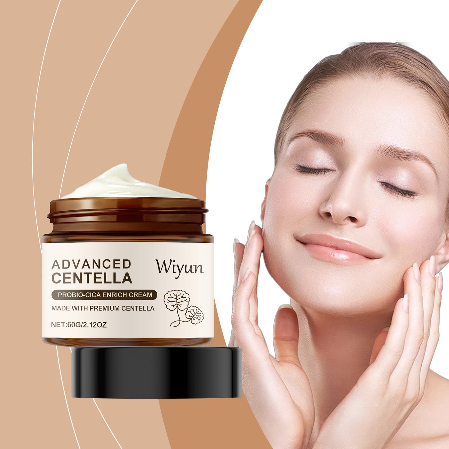 Wiyun Centella Centella Probiotic Soothing Cream, Relieves Redness And Improves Dry, Hydrated, Firm And Shiny Skin