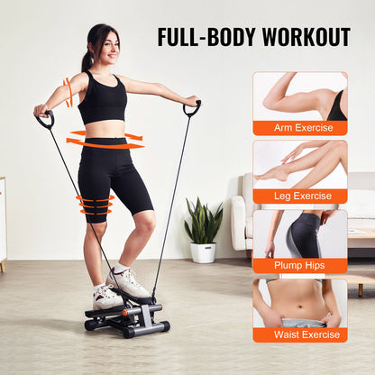 Stair Stepper, Mini Stepper For Exercise At Home, Hydraulic Fitness Stepper With Resistance Bands, Full Body Workout Cardio Equipment, Stair Climber With LCD Monitor, 330LBS Load Capacity