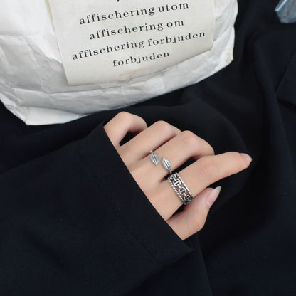 Chic Temperament Cold Wind Jewelry S925 Sterling Silver Retro Heavy Pig Nose Chain Ring