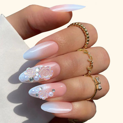 Spot Drill Preserved Flowers Fake Nails Tip Wear Manicure