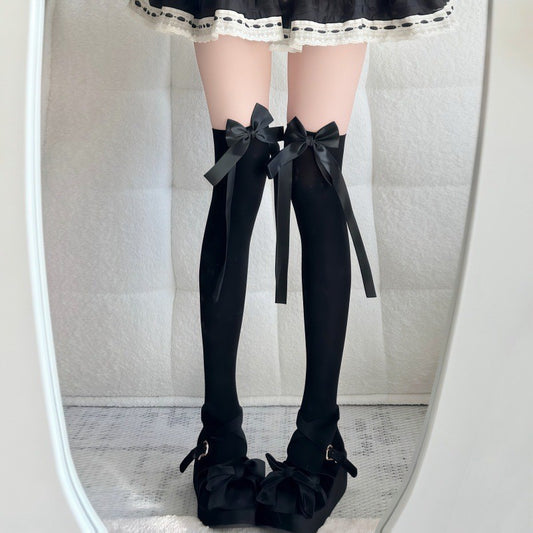 Japanese Style Lolita Sweet Thigh High Stockings Women Ultra Thin Anti-Snag Over The Knee High Socks JK Stockings