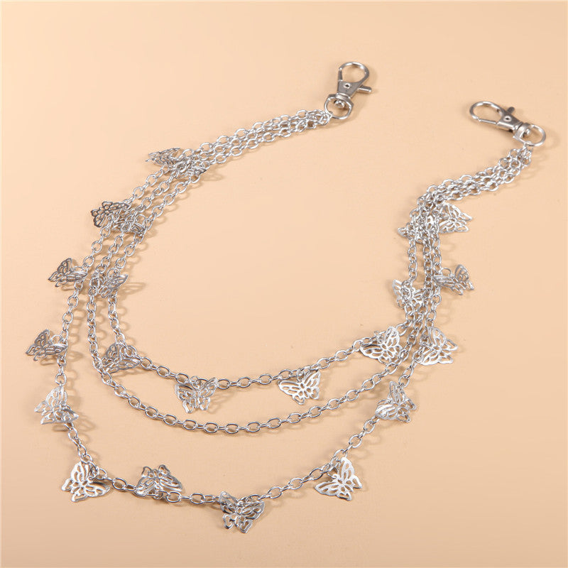 Metal Hollow Butterfly Waist Chain Trousers Chain