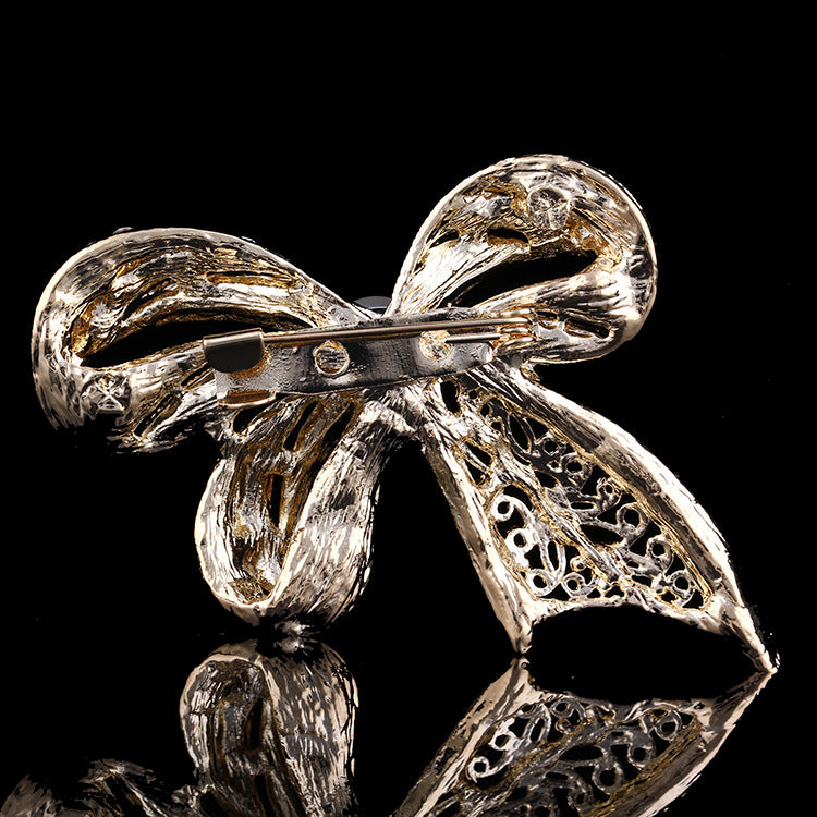 Diamond-encrusted Bow Brooch High-end Clothing Brooch