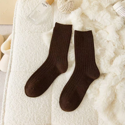 Japanese-style Solid-color Wool Socks For Women