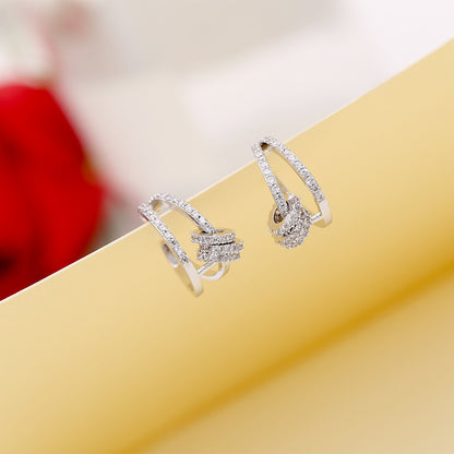 Female Simple No Pierced Zircon Ear Bone Clip Earrings