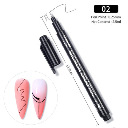 Nail Brush 3D Fluoresent Marker Graffiti Pen Drawing Nail Painting Pen
