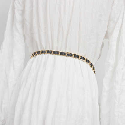 Chain Belt Retro Fine Decoration Waist Matching Shirt Black Waist Chain Accessories