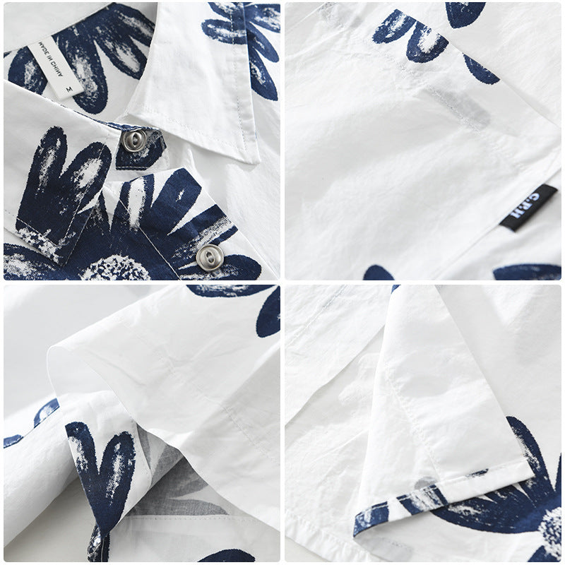 8286 Japanese Trendy Printed Short Sleeve Shirt