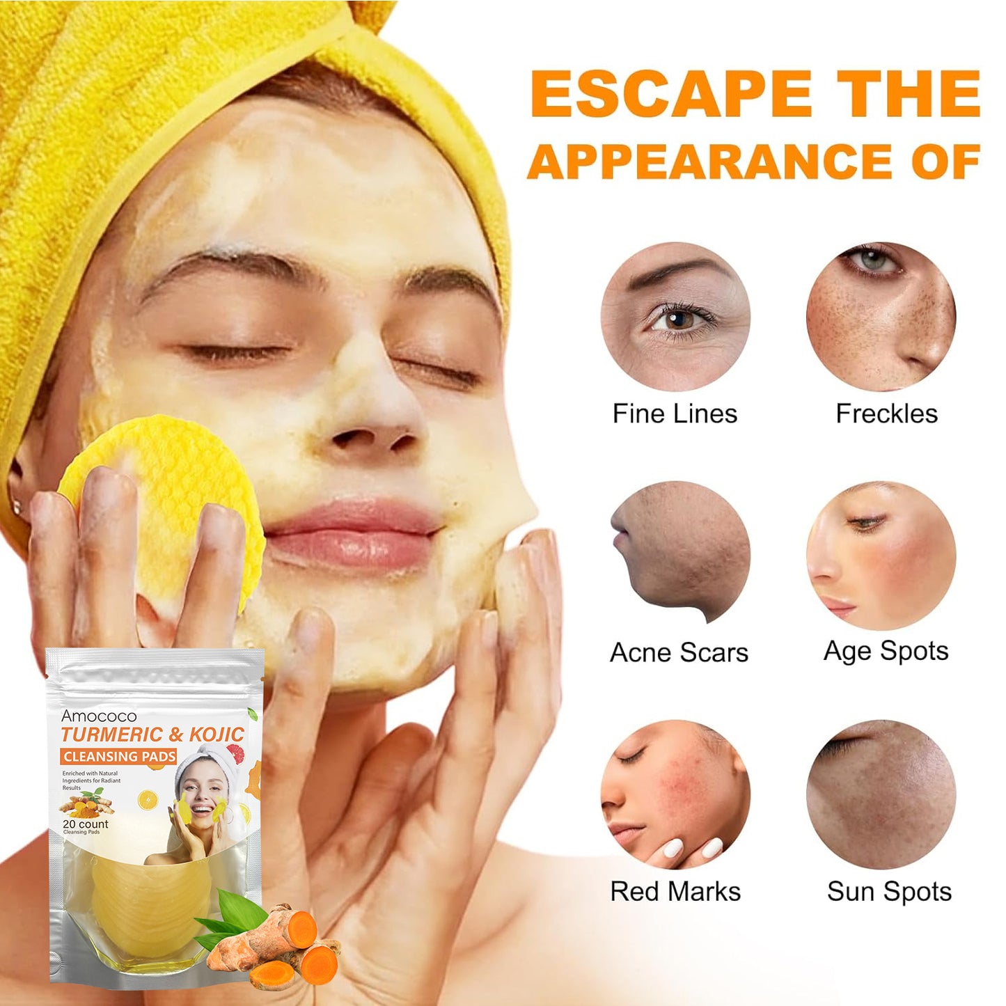 Only Supports Self Pickup With Waybill Amococo Turmeric & Kojic Cleansing Pads Brightened Skin Enriched With Turmeric Root Kojic Acid For Gentle Exfoliation And Tone Evenness