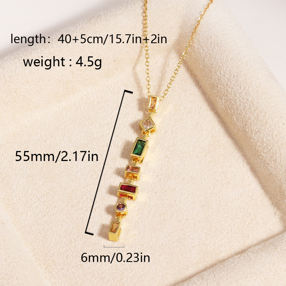 Square Colored Diamond Pendant Necklace For Women