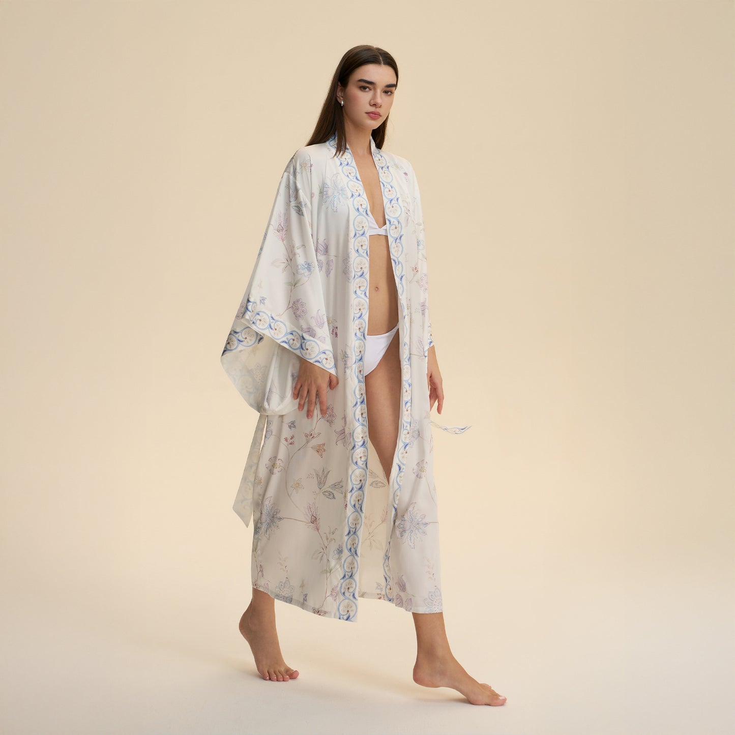 Printed Kimono Style Blouse Loose Fitting Cardigan Jacket For Women Tunic Top