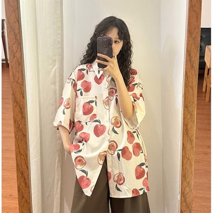 Summer Hong Kong Style Couple Half Sleeve Flower Shirt