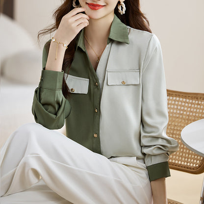 Spliced Top Cardigan Shirt Blouse