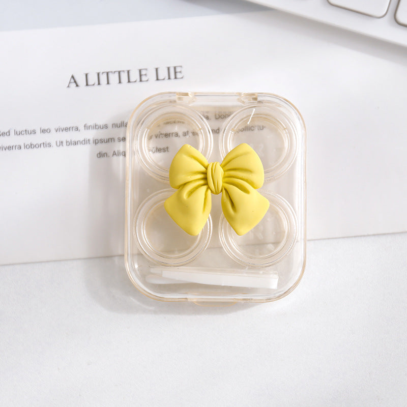 Cute Bow Transparent Contact Lens Case Cartoon Portable