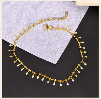 Anklet Stainless Steel Ring Tassel Anklet Bohemian Beach Foot Ornaments
