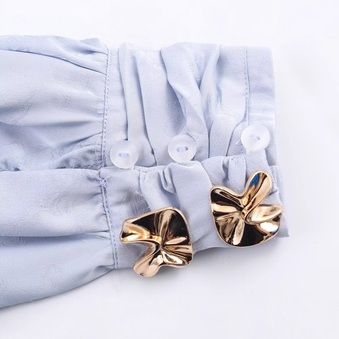 Sleek Jacquard Silk-textured Blouse With A Bow Detail