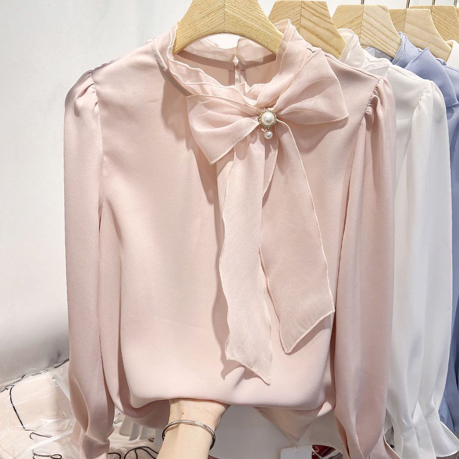Womens Chiffon Pullover Featuring Organic Tulle Lace Beaded Details