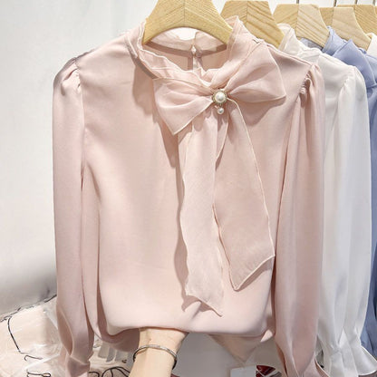 Womens Chiffon Pullover Featuring Organic Tulle Lace Beaded Details
