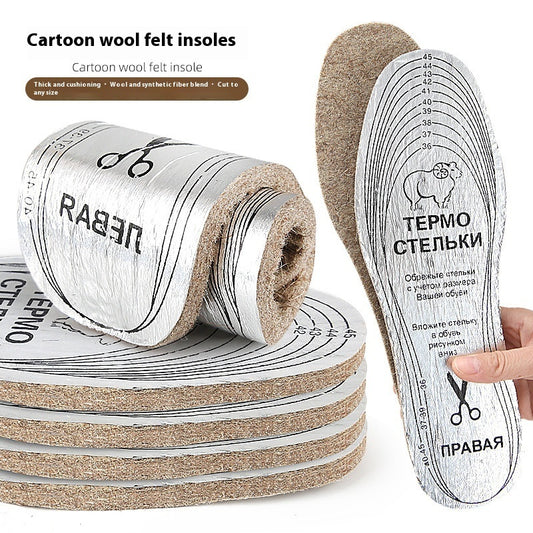 Cartoon Wool Carpet Insole Thick Warm Shock Absorption