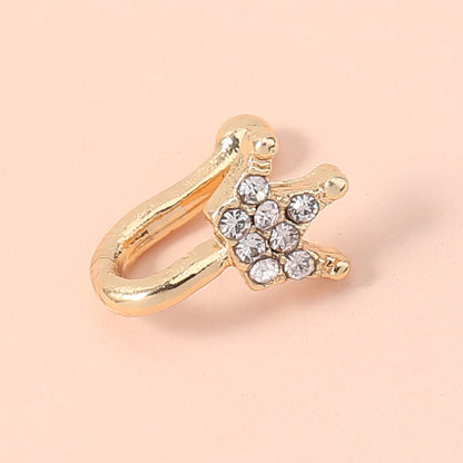 Golden Diamond Nose Ring Mini Cute Crown Fake Nose Ring