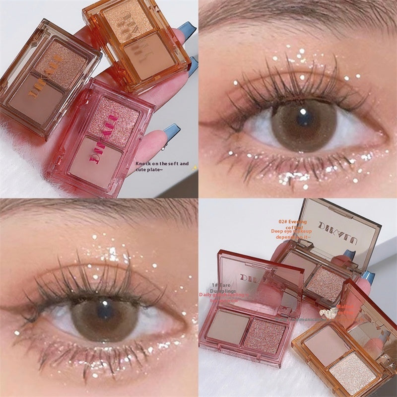 DIKALU Cool Two-tone Eye Shadow Plate Pink And Black Matte Shimmer Sweet And Spicy Punk