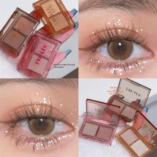 DIKALU Cool Two-tone Eye Shadow Plate Pink And Black Matte Shimmer Sweet And Spicy Punk