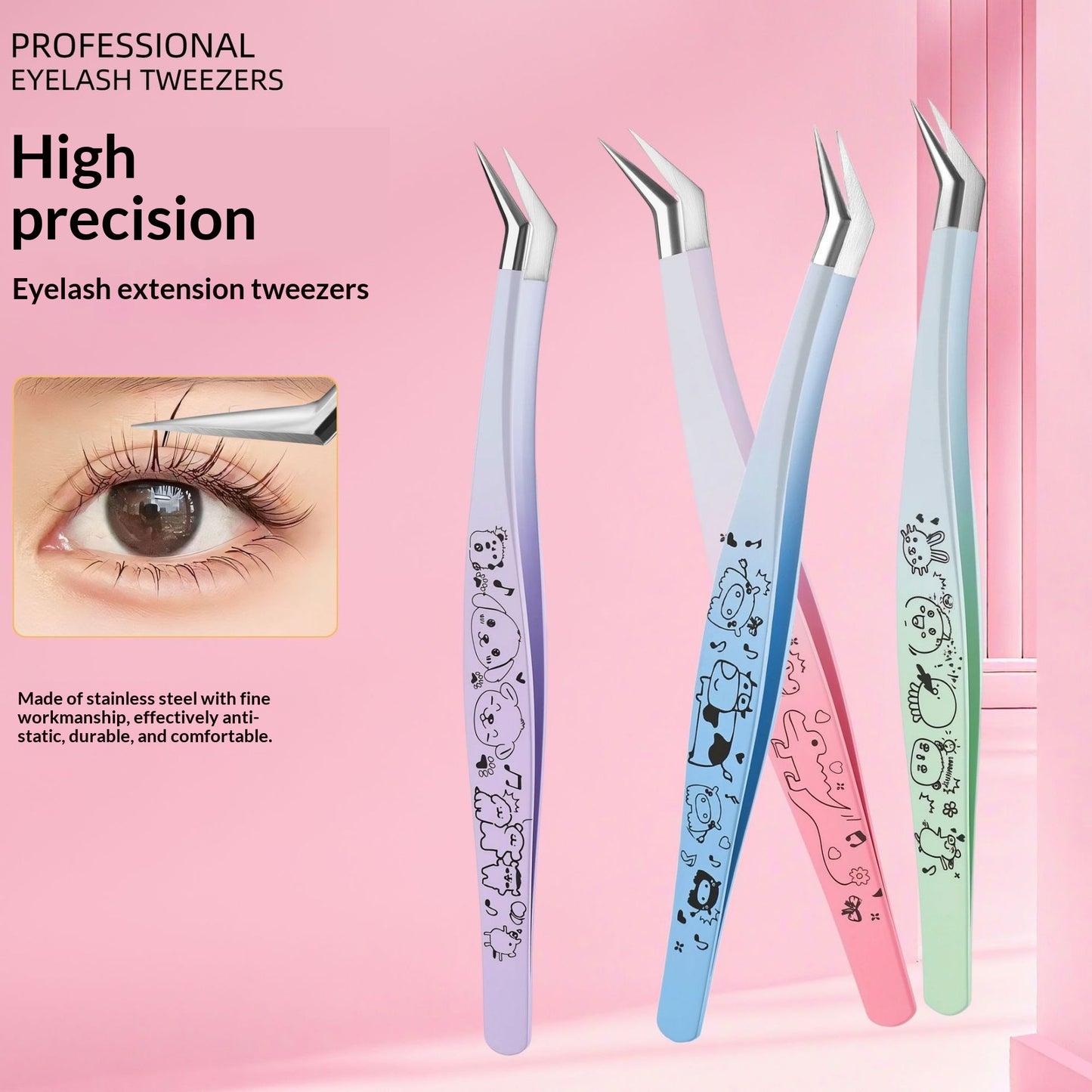 Scenic Sticker Curved Tweezers False Eyelashes