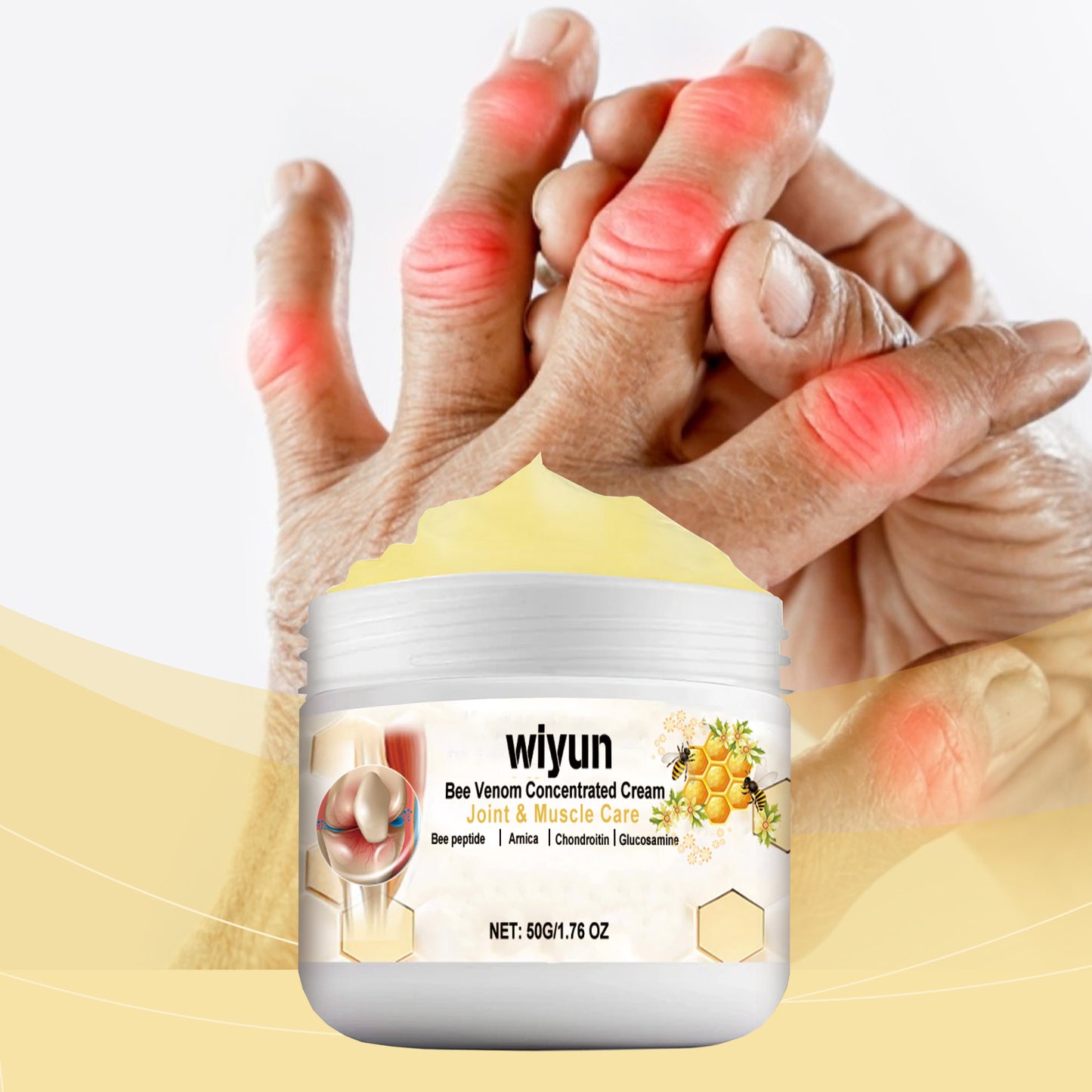 Wiyun Bee Venom Body Care Cream, Gently Moisturize And Apply Topical Repair Cream For Wrist And Knee Body Massage