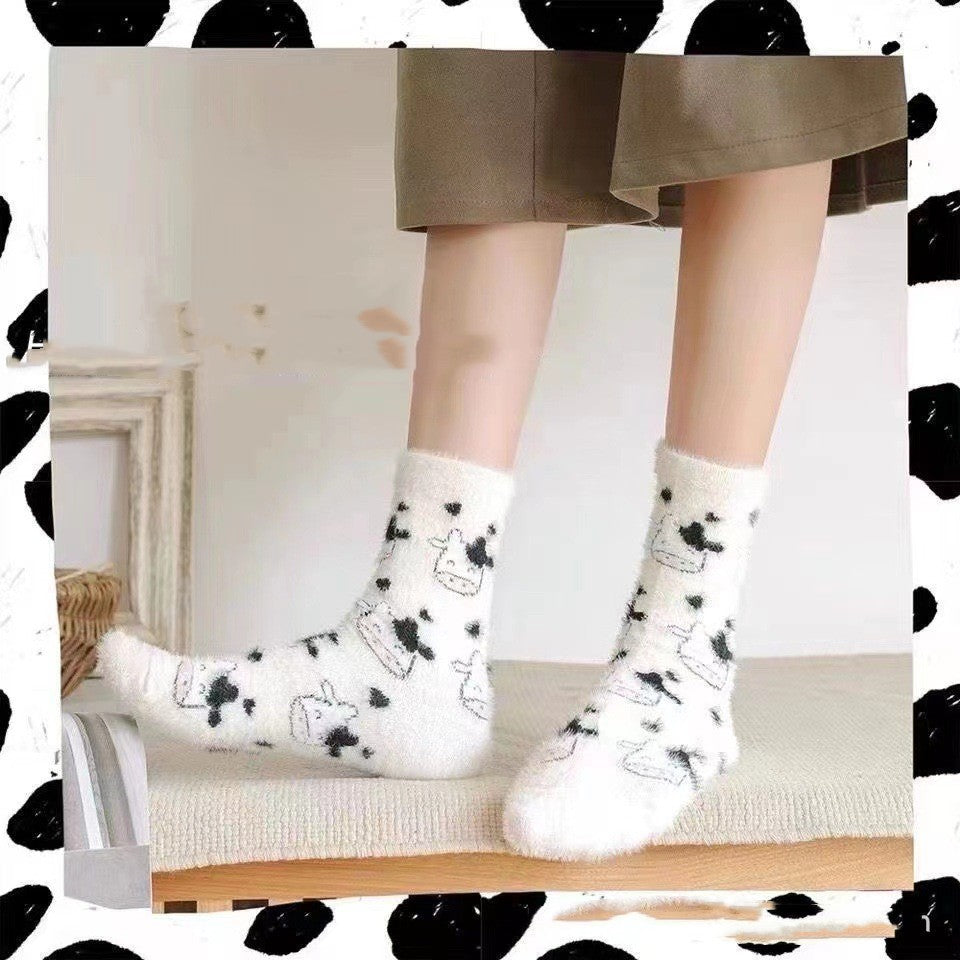 Women's Cow Spot Sleep Floor Socks