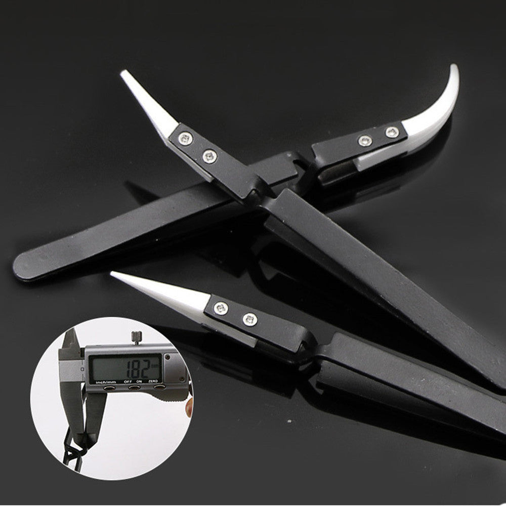 Anti-Static Ceramic Tweezers Black Handle Clamping Tweezers