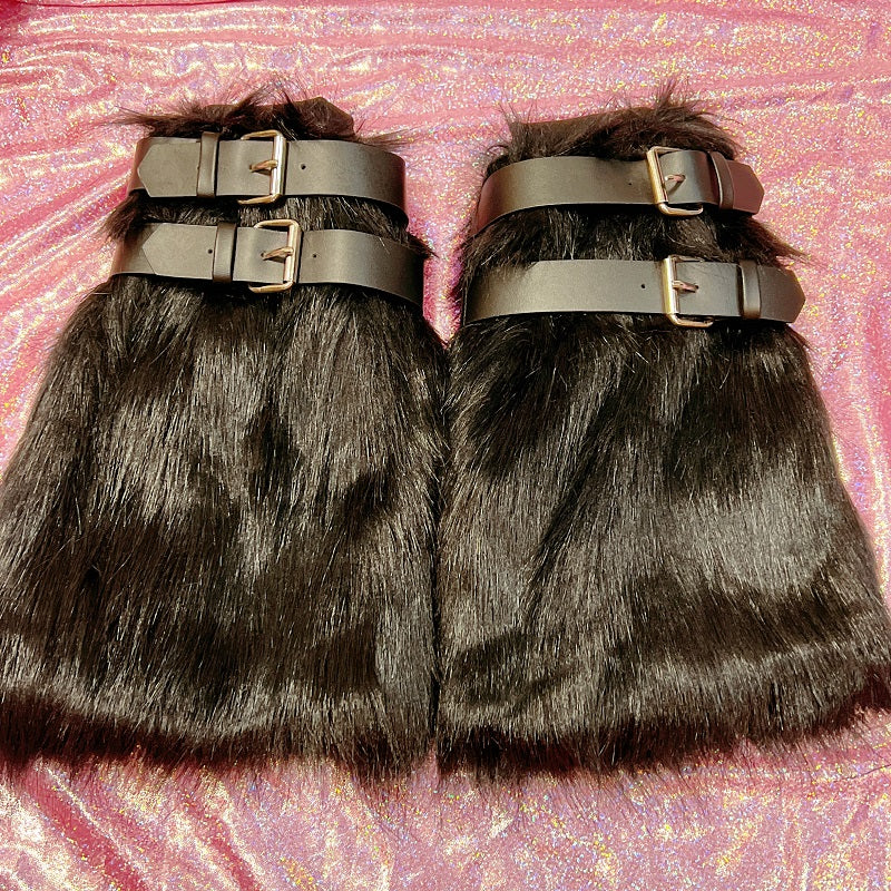 Harajuku Millennium Punk Leather Buckle Plush Socks