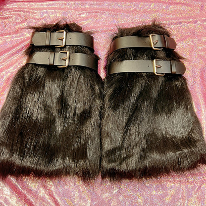 Harajuku Millennium Punk Leather Buckle Plush Socks