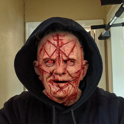 Horror Headgear Bald Old Man Blood Scar Mask Party Props
