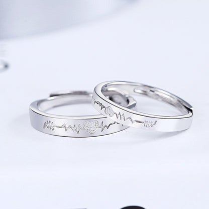 Heartbeat Couple Ring Sterling Silver Jewelry For Men And Women