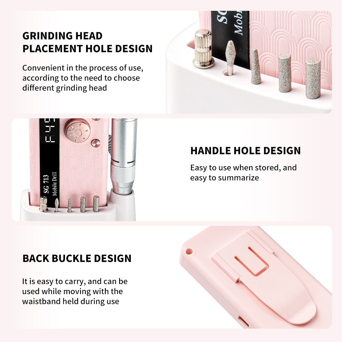 Electric Nail Drill - 45000RPM Portable Nail Drill-Rechargeable Nail E-File Kit With 6 Bits & Base-LED Screen-Ultra-Silent, Rechargeable Nail Drills Machine For Acrylic Nails Gel Polishing