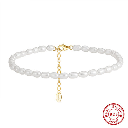 Women's Party Gift Anklet Small Rice-shaped Beads Beaded Anklet