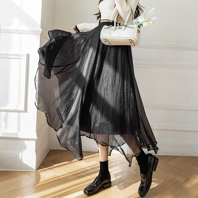 Fashion Personality Irregular Mesh Skirt Women