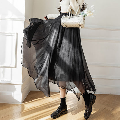 Fashion Personality Irregular Mesh Skirt Women