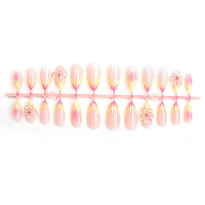 Handmade Pinch Flower Accessories Almond Nail Tips
