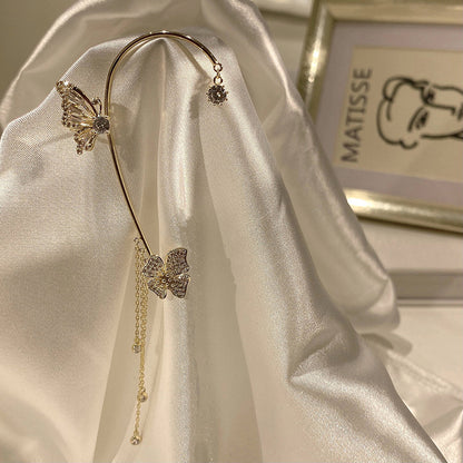 Butterfly Tassel Ear Clip Long Female Non-piercing Earrings